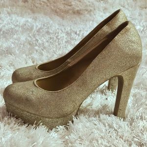 SOLD Gold Sparkly Platform Heels